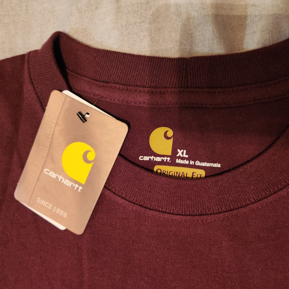 Carhartt Men's Maroon Pocket T-Shirt - Picture 6 of 9